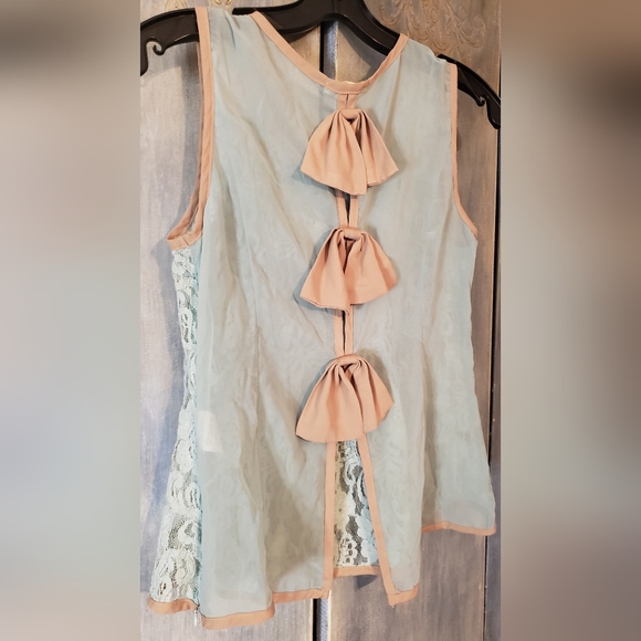 Ryu Anthropologie Lace/Chiffon 3 Bows Tank Blouse (S) - Picture 7 of 15